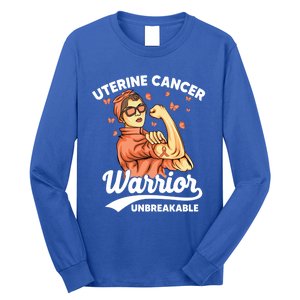 Uterine Cancer Warrior Unbreakable Uterine Cancer Awareness Cool Gift Long Sleeve Shirt