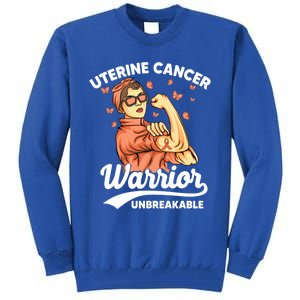 Uterine Cancer Warrior Unbreakable Uterine Cancer Awareness Cool Gift Tall Sweatshirt