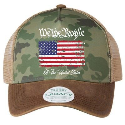 US Constitution We The People With Distressed Flag Legacy Tie Dye Trucker Hat