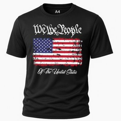 US Constitution We The People With Distressed Flag Performance Shirt