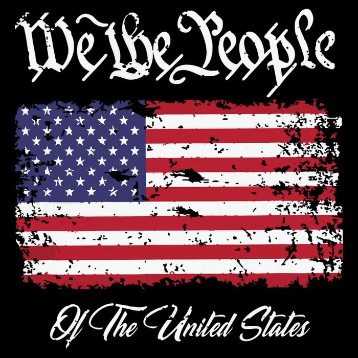 US Constitution We The People With Distressed Flag Cooling Performance Crew T-Shirt