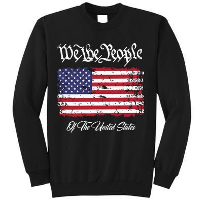 US Constitution We The People With Distressed Flag Sweatshirt