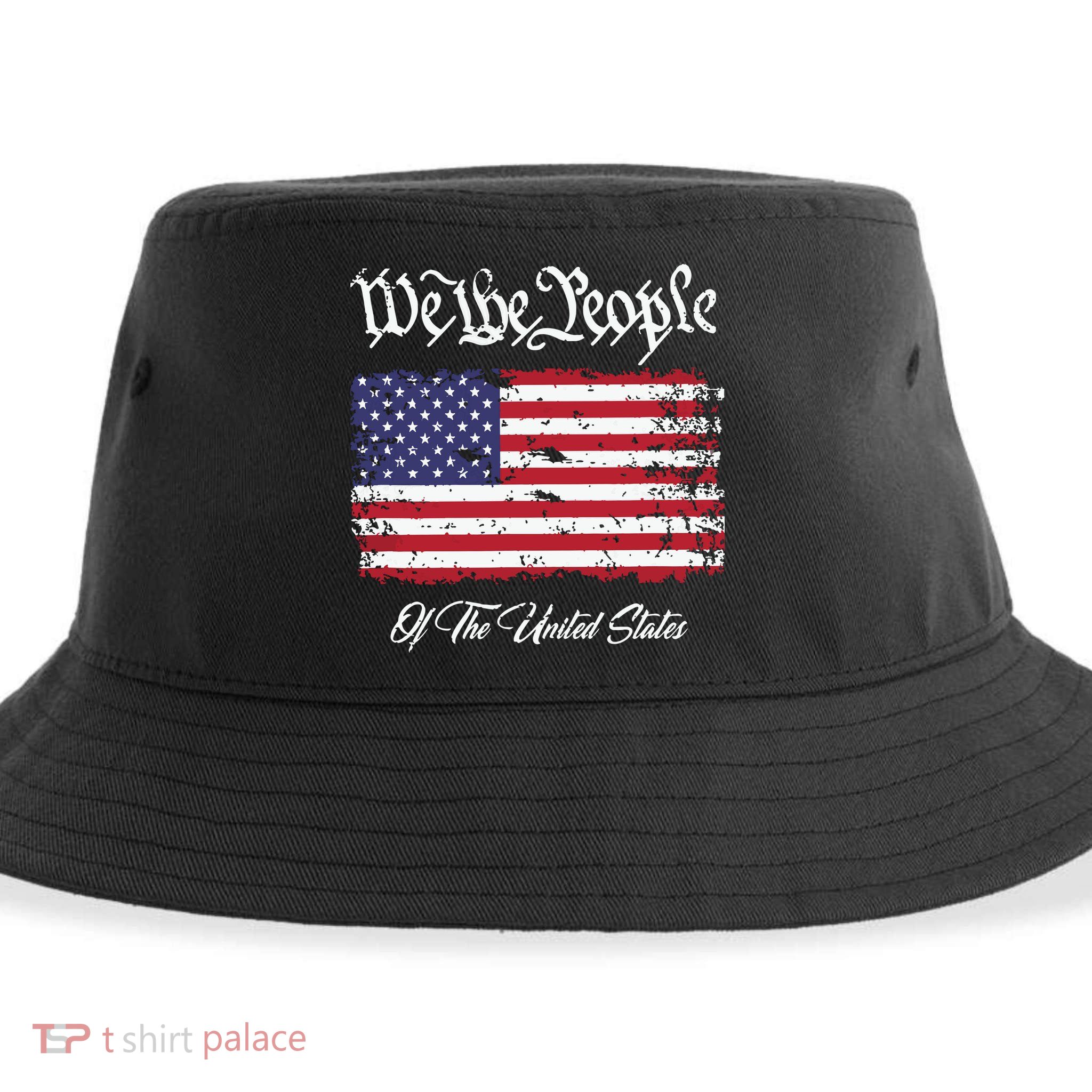 US Constitution We The People With Distressed Flag Sustainable Bucket Hat