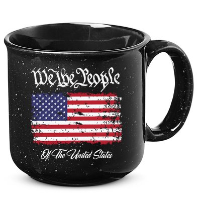 US Constitution We The People With Distressed Flag 15oz Campfire Ceramic Mug