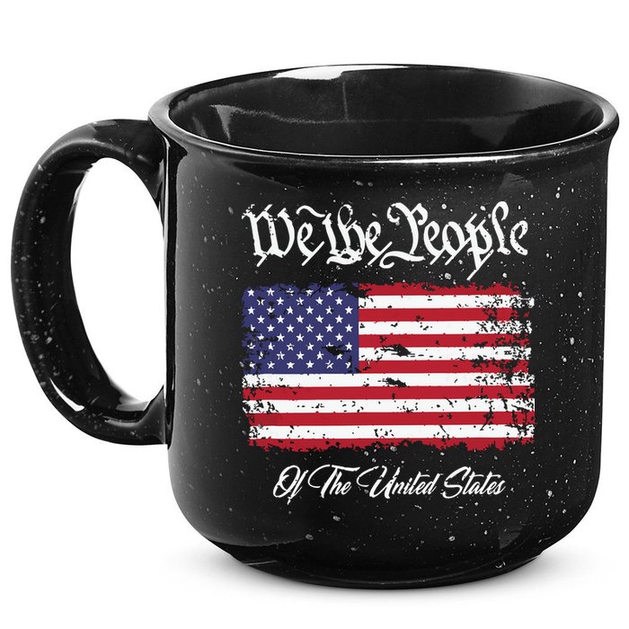 US Constitution We The People With Distressed Flag 15oz Campfire Ceramic Mug