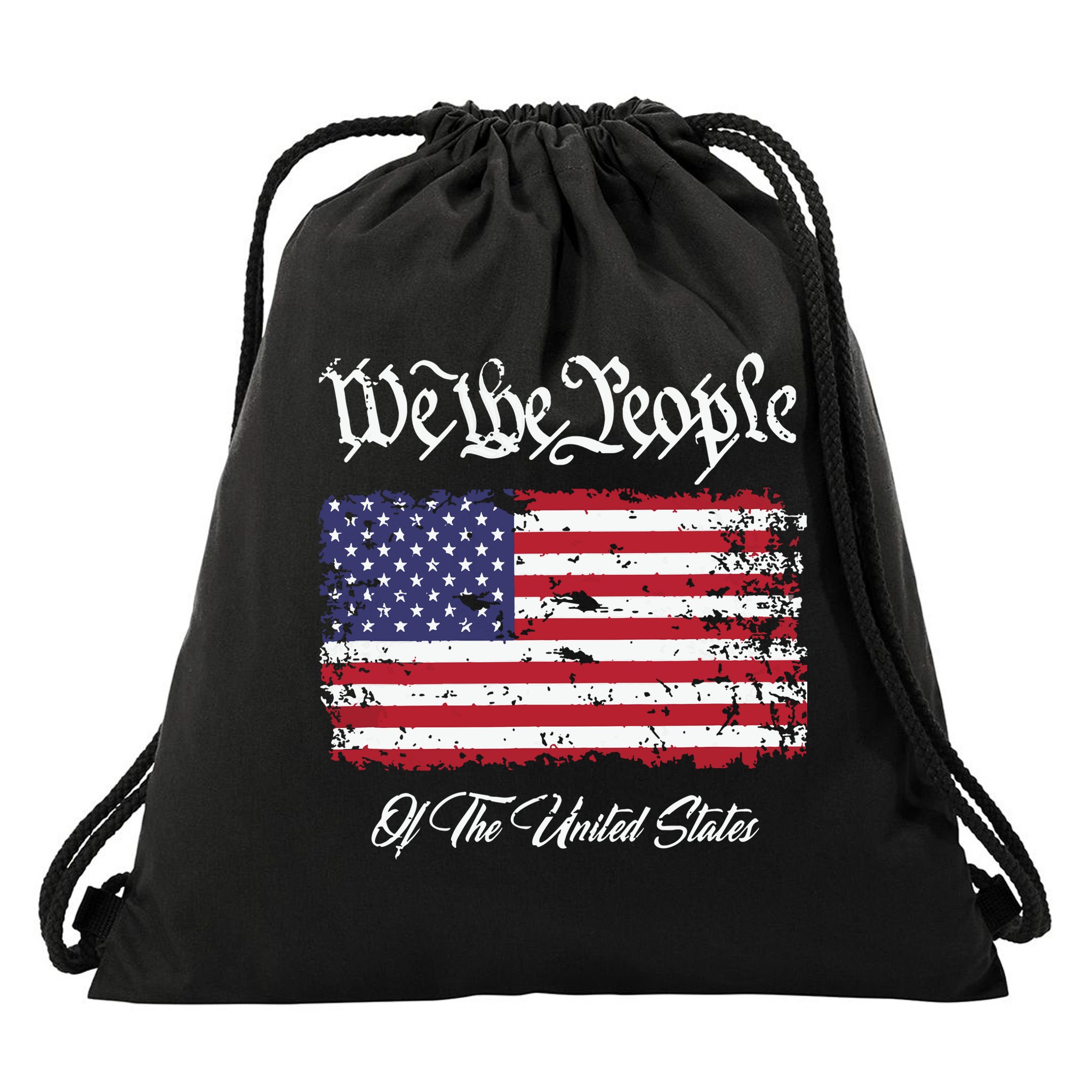US Constitution We The People With Distressed Flag Drawstring Bag