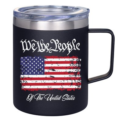 US Constitution We The People With Distressed Flag 12oz Stainless Steel Coffee Mug