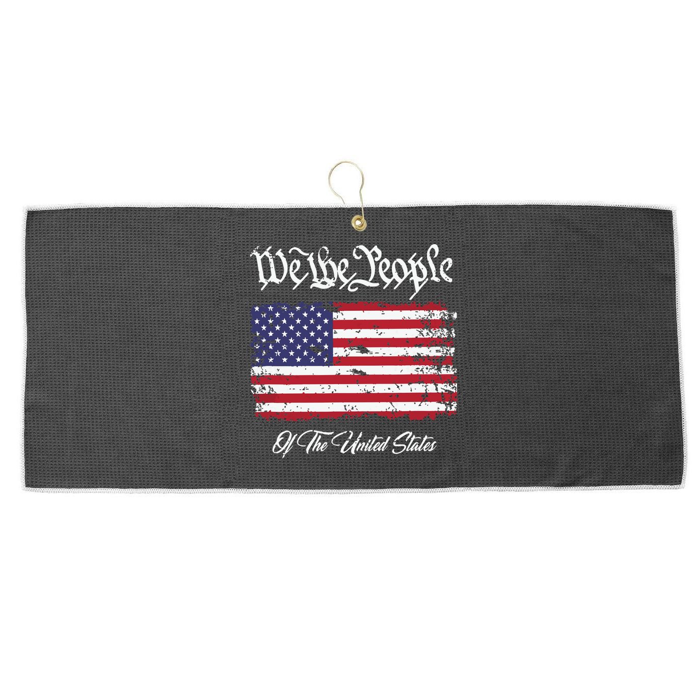 US Constitution We The People With Distressed Flag Large Microfiber Waffle Golf Towel