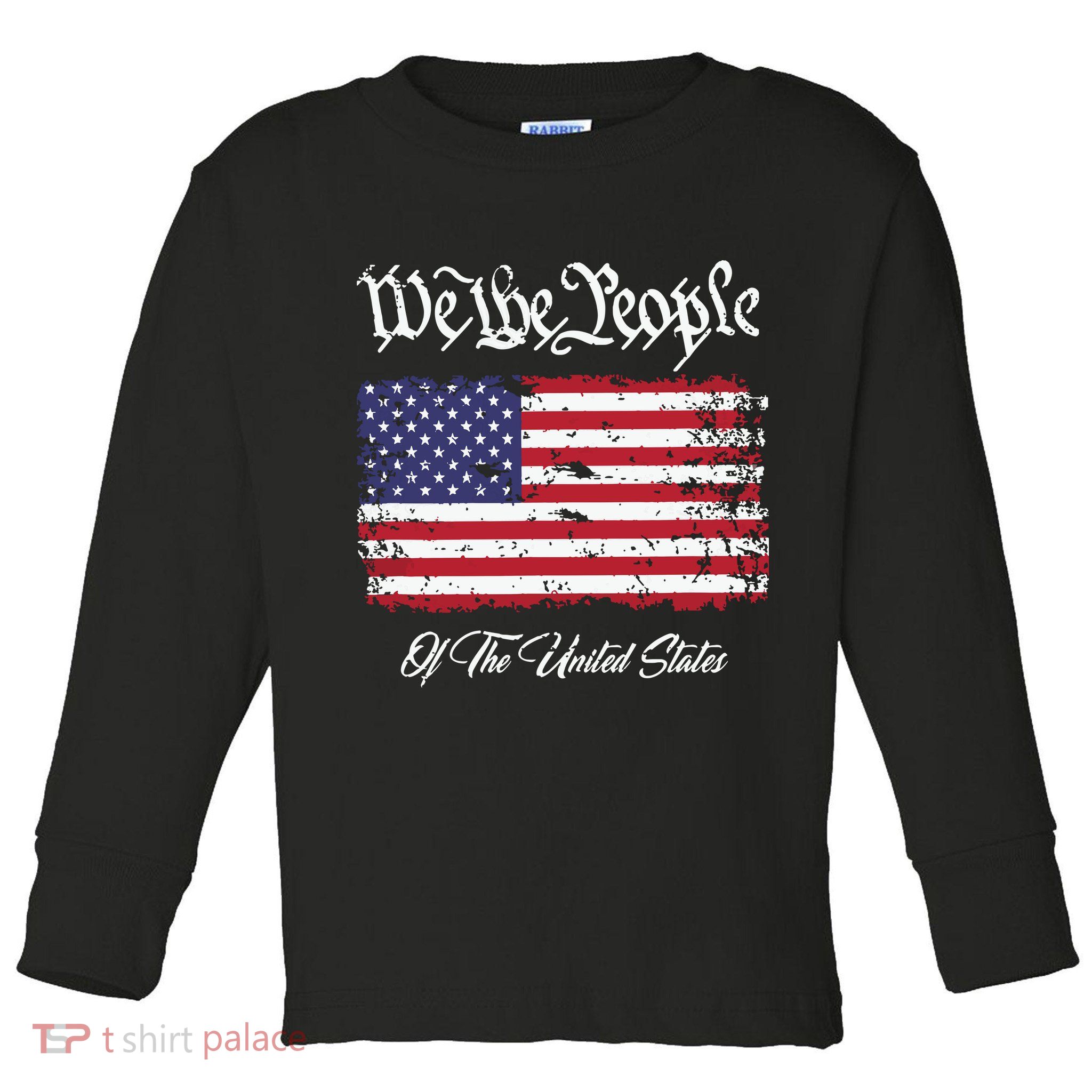 US Constitution We The People With Distressed Flag Toddler Long Sleeve Shirt