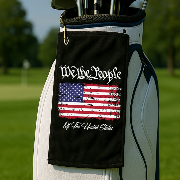 US Constitution We The People With Distressed Flag Golf Towel