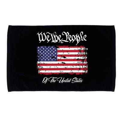 US Constitution We The People With Distressed Flag Microfiber Hand Towel