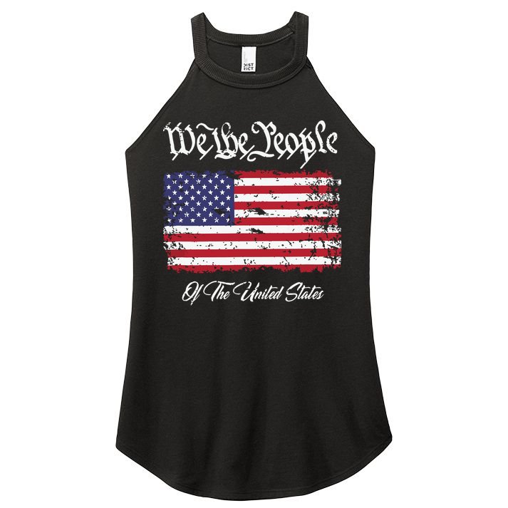 US Constitution We The People With Distressed Flag Women's Perfect Tri Rocker Tank