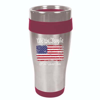 US Constitution We The People With Distressed Flag 16oz Travel Tumbler