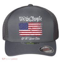 US Constitution We The People With Distressed Flag Flexfit Unipanel Trucker Cap