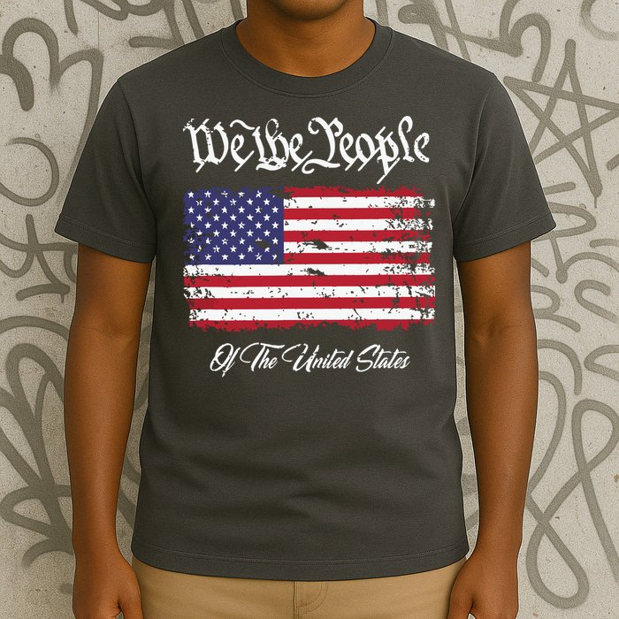 US Constitution We The People With Distressed Flag T-Shirt