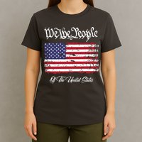 US Constitution We The People With Distressed Flag T-Shirt