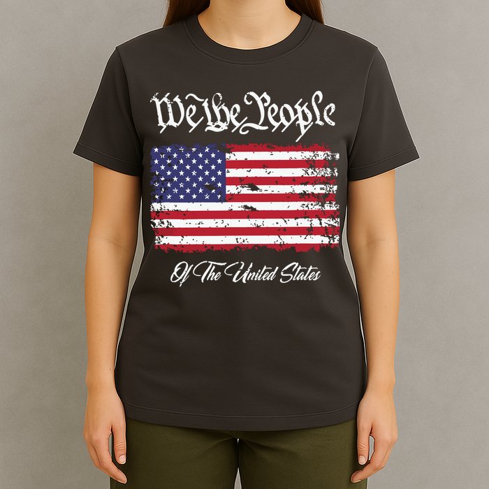US Constitution We The People With Distressed Flag T-Shirt