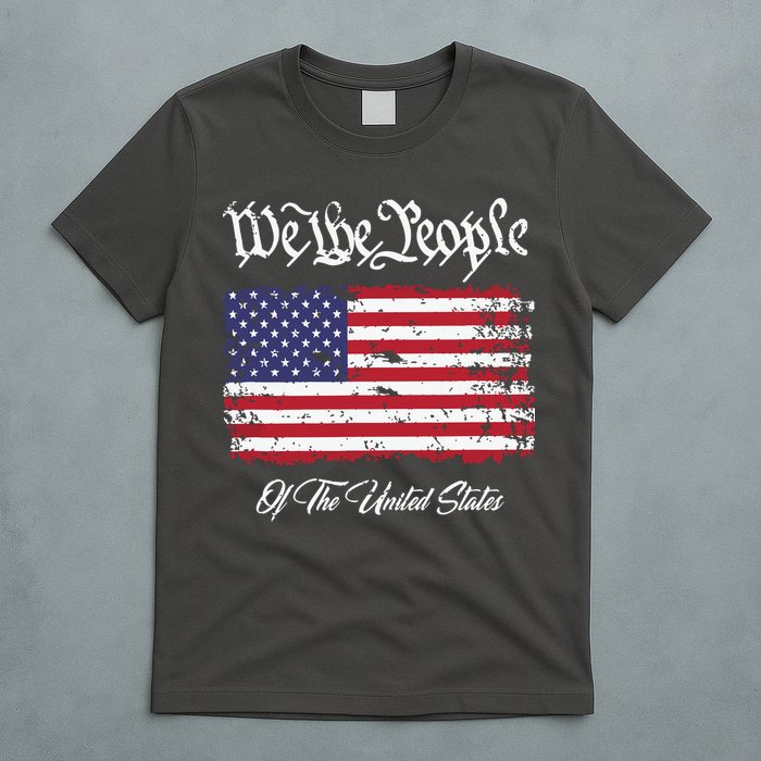 US Constitution We The People With Distressed Flag T-Shirt