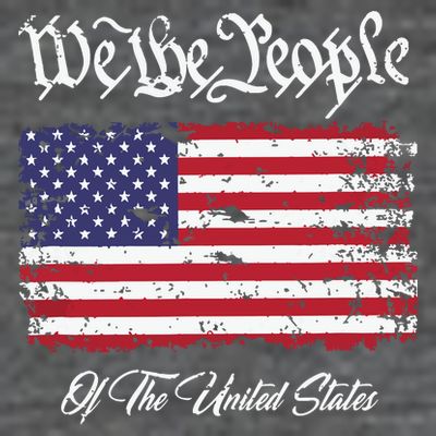 US Constitution We The People With Distressed Flag T-Shirt