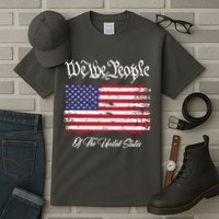 US Constitution We The People With Distressed Flag Tall T-Shirt