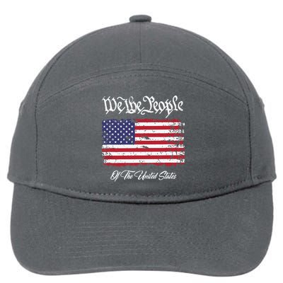 US Constitution We The People With Distressed Flag 7-Panel Snapback Hat