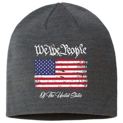 US Constitution We The People With Distressed Flag Sustainable Beanie