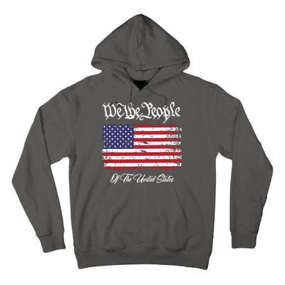 US Constitution We The People With Distressed Flag Tall Hoodie