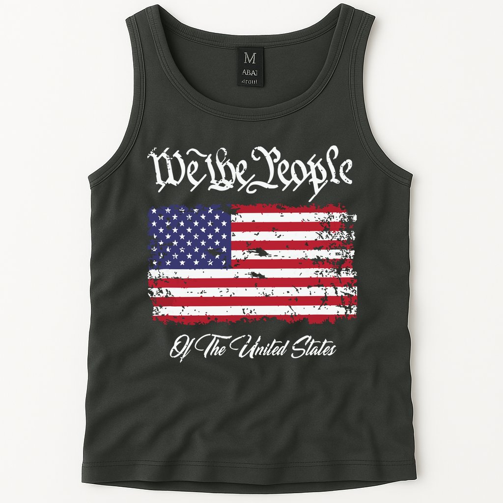 US Constitution We The People With Distressed Flag Tank Top