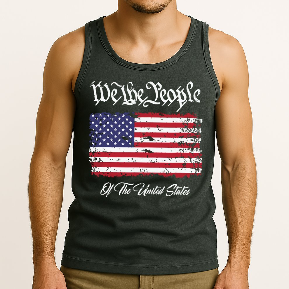 US Constitution We The People With Distressed Flag Tank Top
