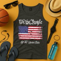 US Constitution We The People With Distressed Flag Tank Top