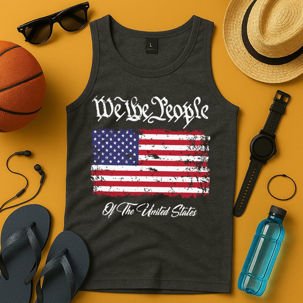 US Constitution We The People With Distressed Flag Tank Top
