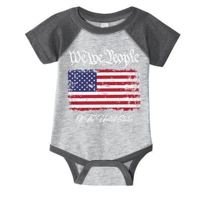US Constitution We The People With Distressed Flag Infant Baby Jersey Bodysuit