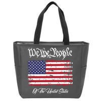 US Constitution We The People With Distressed Flag Zip Tote Bag