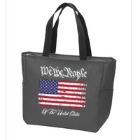 US Constitution We The People With Distressed Flag Zip Tote Bag