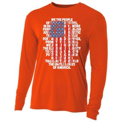 US Constitution We The People With Vintage Flag Cooling Performance Long Sleeve Crew