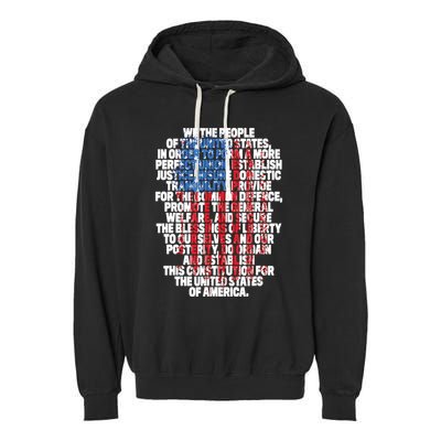 US Constitution We The People With Vintage Flag Garment-Dyed Fleece Hoodie