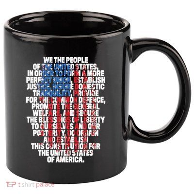 US Constitution We The People With Vintage Flag 11oz C Handle Ceramic Mug