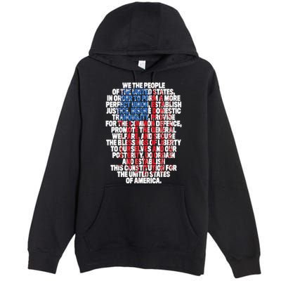 US Constitution We The People With Vintage Flag Premium Pullover Hoodie