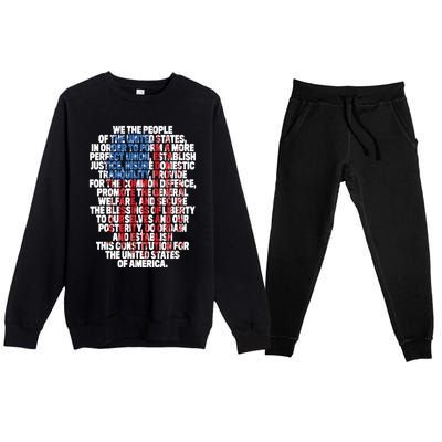 US Constitution We The People With Vintage Flag Premium Crewneck Sweatsuit Set