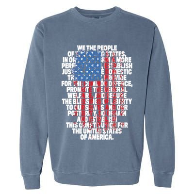 US Constitution We The People With Vintage Flag Garment-Dyed Sweatshirt