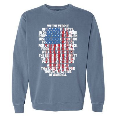 US Constitution We The People With Vintage Flag Garment-Dyed Sweatshirt