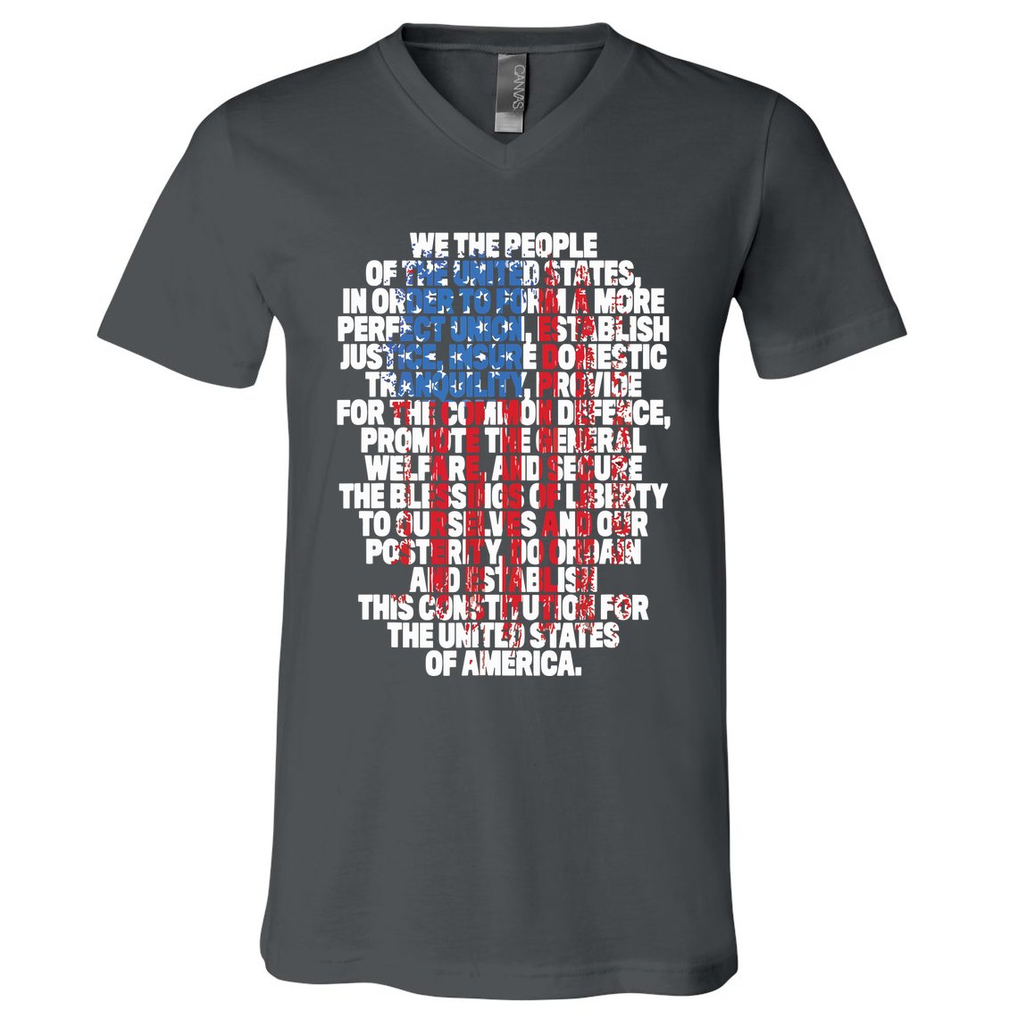 US Constitution We The People With Vintage Flag V-Neck T-Shirt