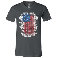 US Constitution We The People With Vintage Flag V-Neck T-Shirt