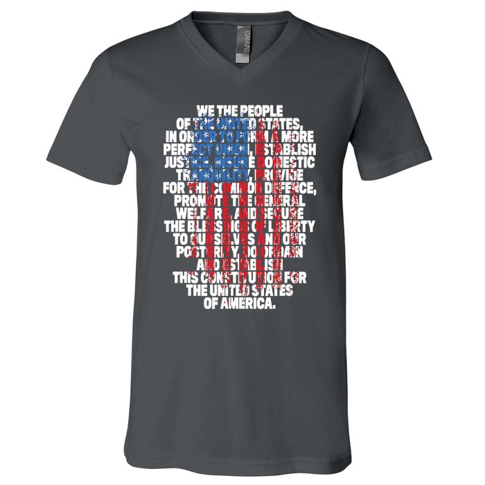 US Constitution We The People With Vintage Flag V-Neck T-Shirt