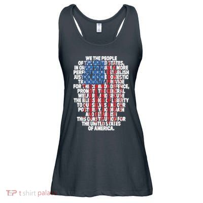 US Constitution We The People With Vintage Flag Ladies Essential Flowy Tank