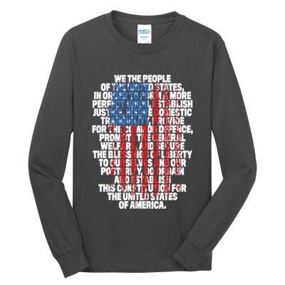 US Constitution We The People With Vintage Flag Tall Long Sleeve T-Shirt