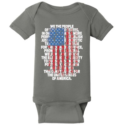 US Constitution We The People With Vintage Flag Baby Bodysuit