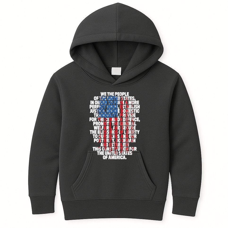 US Constitution We The People With Vintage Flag Kids Hoodie