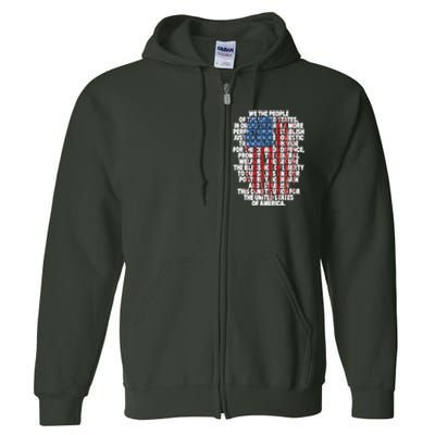 US Constitution We The People With Vintage Flag Full Zip Hoodie