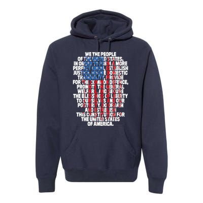 US Constitution We The People With Vintage Flag Premium Hoodie